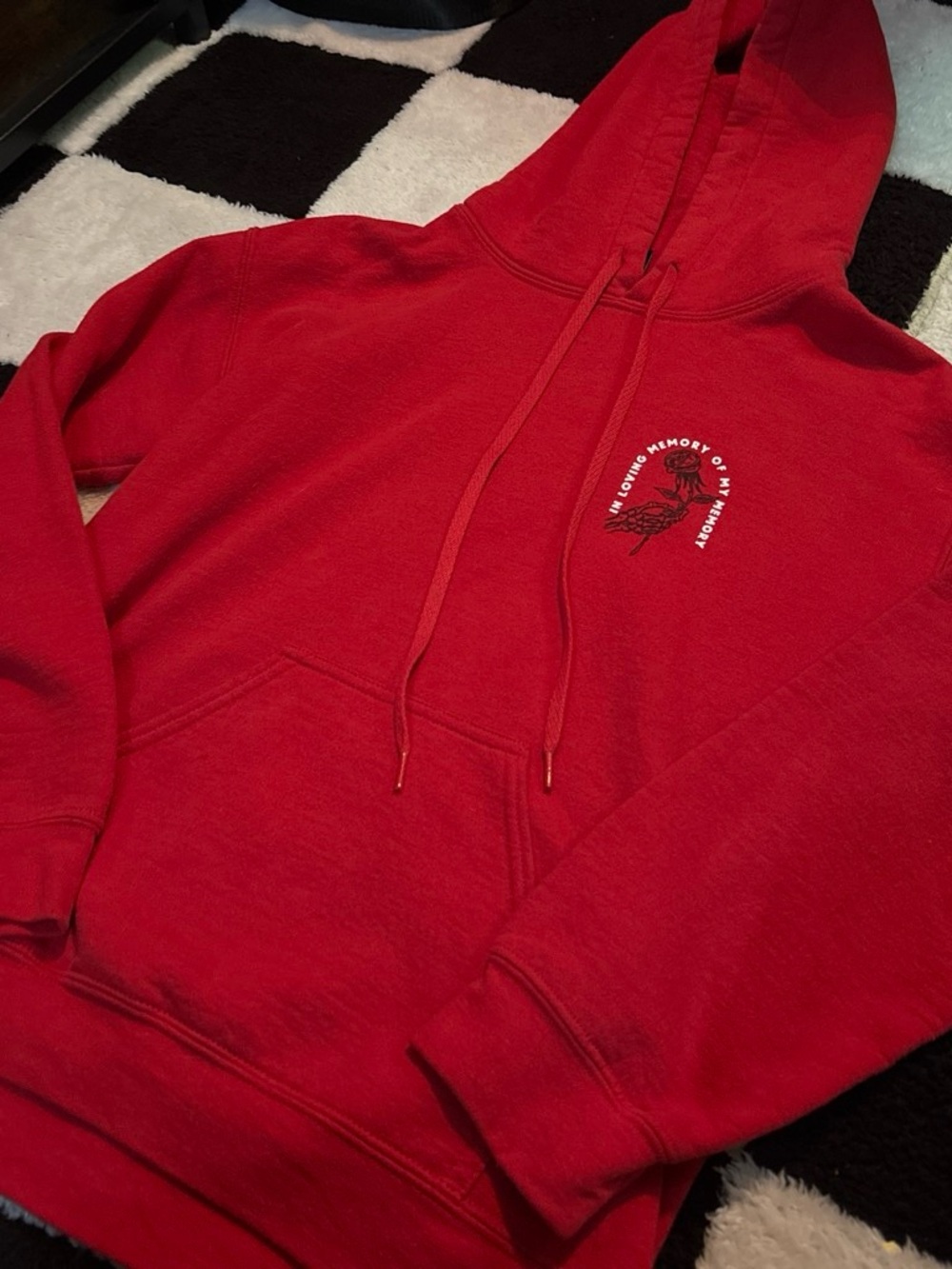 Classic Red Hooded Pullover Sweatshirt - Unbranded